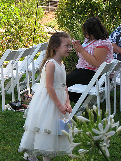 Elizabeth readies for her role as flower girl.